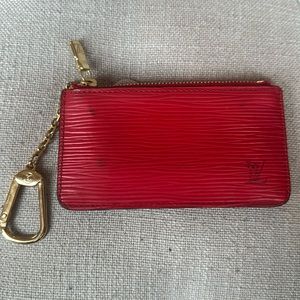 Louis Vuitton Vintage Epi Leather Red Wallet Pochette Cles Pouch Keychain